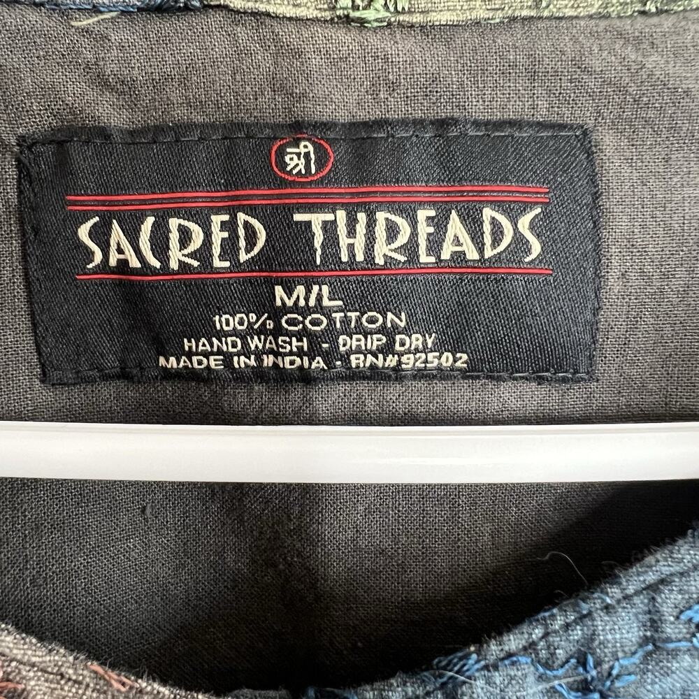 Sacred Threads M/L Patchwork Mixed Print Boho Hip… - image 6